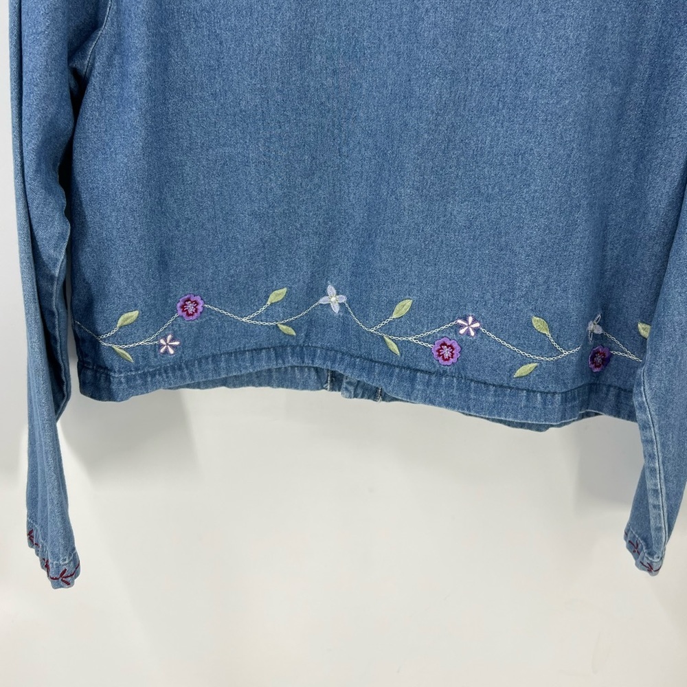 Christopher & Banks vintage 100% cotton lightweight embroidered cropped jacket L - Picture 10 of 13